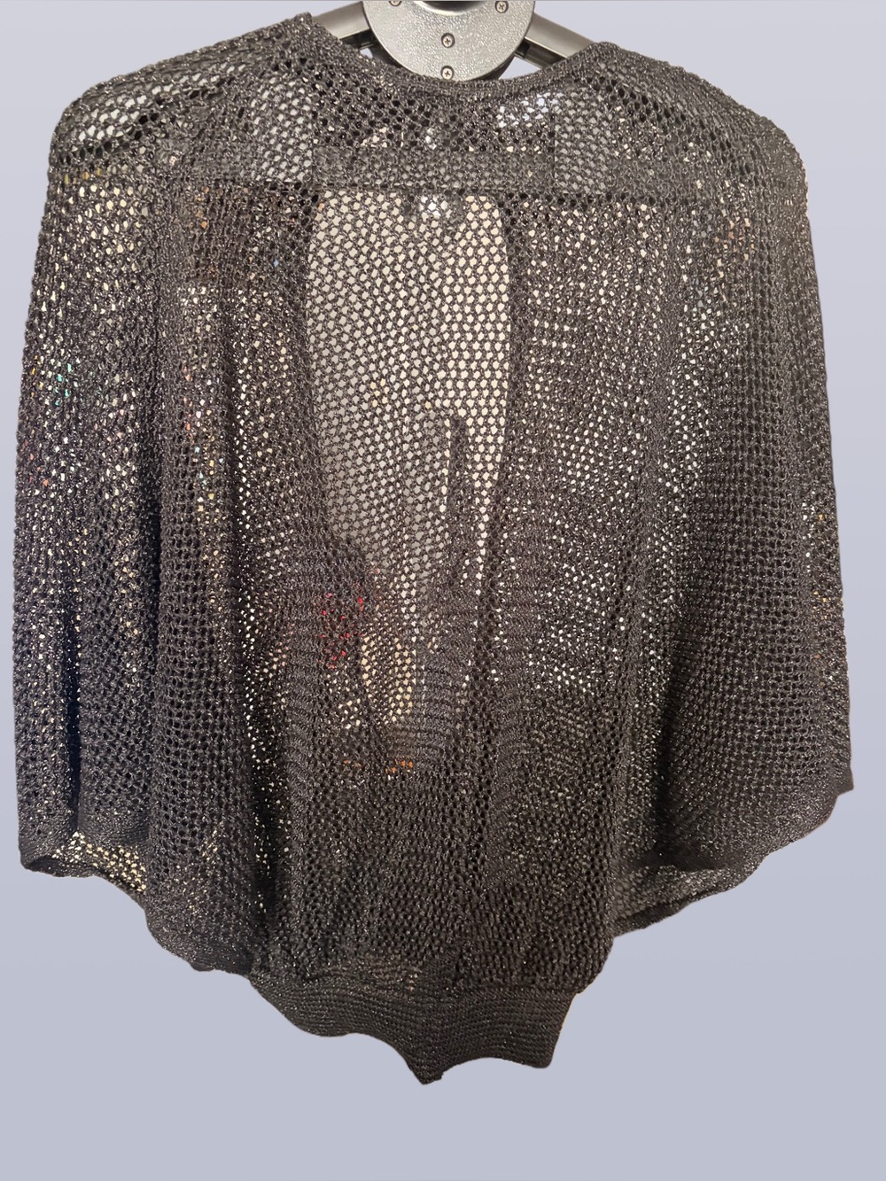 Zara Black Open Knit Dolman Sleeve Sweater | Size L